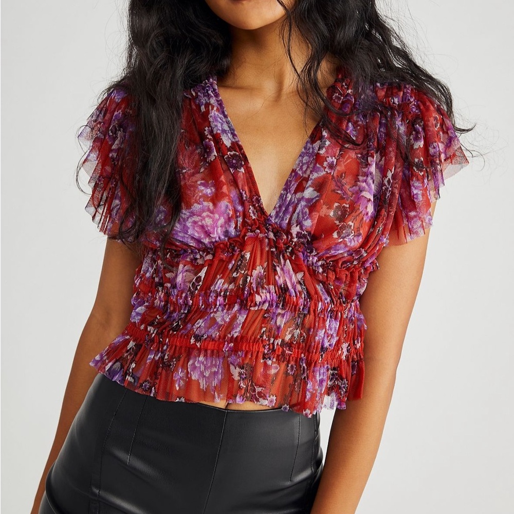 Free people making me smile print top